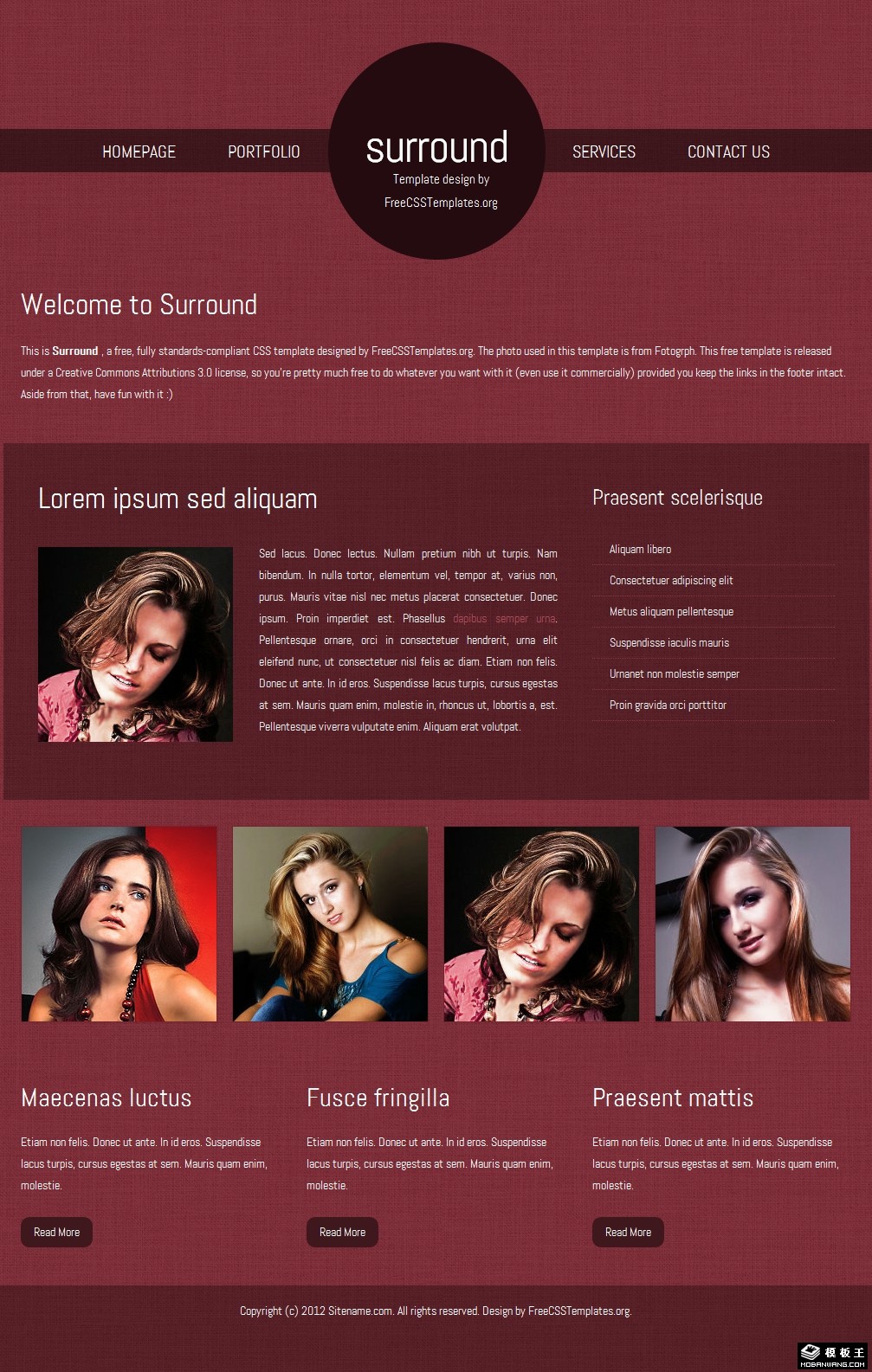 暗红模特介绍网页模板