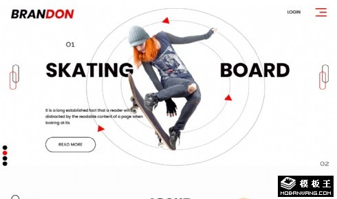 简洁滑板展示响应式网页模板