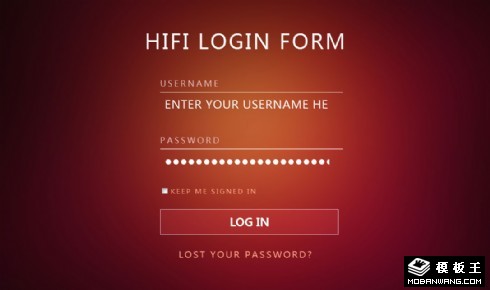 暗红渐变登录表单响应式网页模板