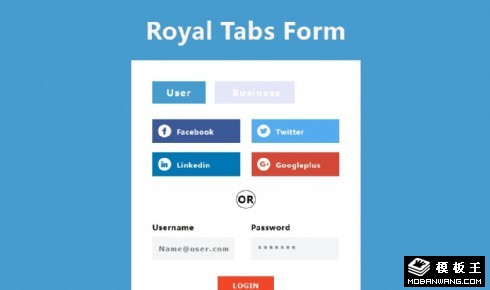 扁平社交登录表单响应式网页模板