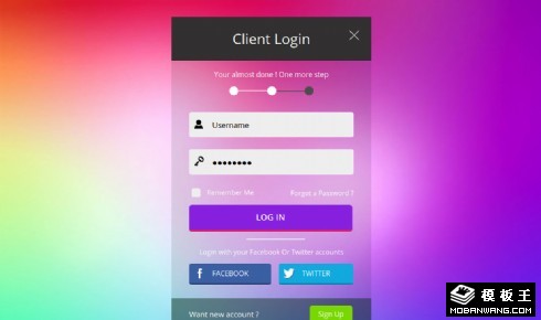彩色透明登录框响应式网页模板