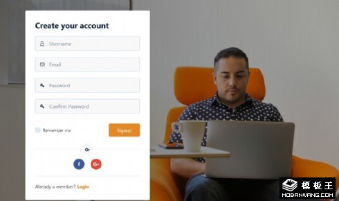 股票金融登录框响应式网页模板