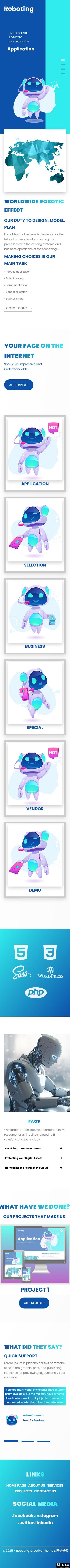 蓝色机器人技术应用专家网站模板-手机预览