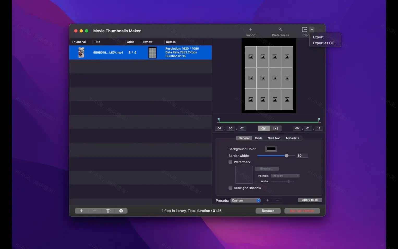 Movie Thumbnails Maker For Mac v4.5.0 电影缩略图生成工具