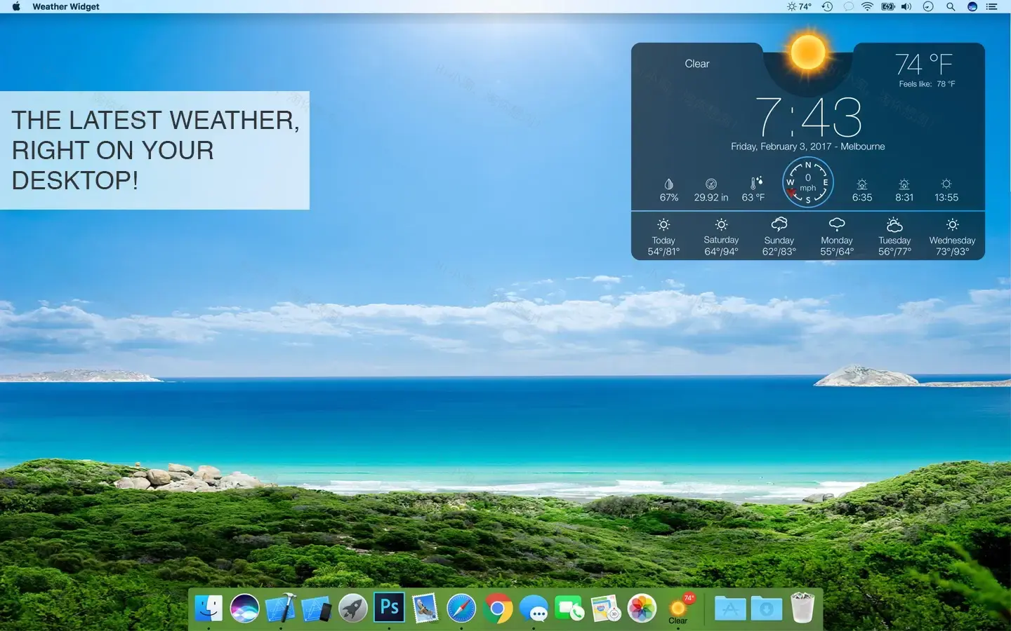 Weather Widget For Mac v5.1.1 桌面天气小组件中文版