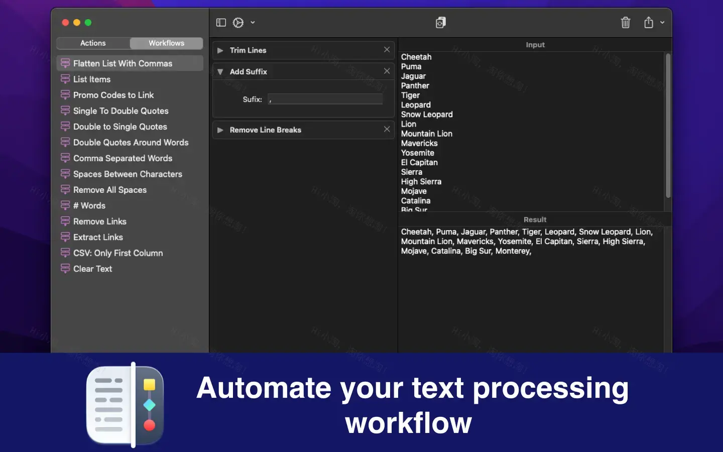 Text Workflow For Mac v2.2.2 功能强大的转换文本工具