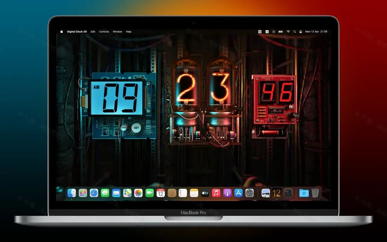 Digital Clock 3D For Mac v2.1.2 3D时钟动态壁纸