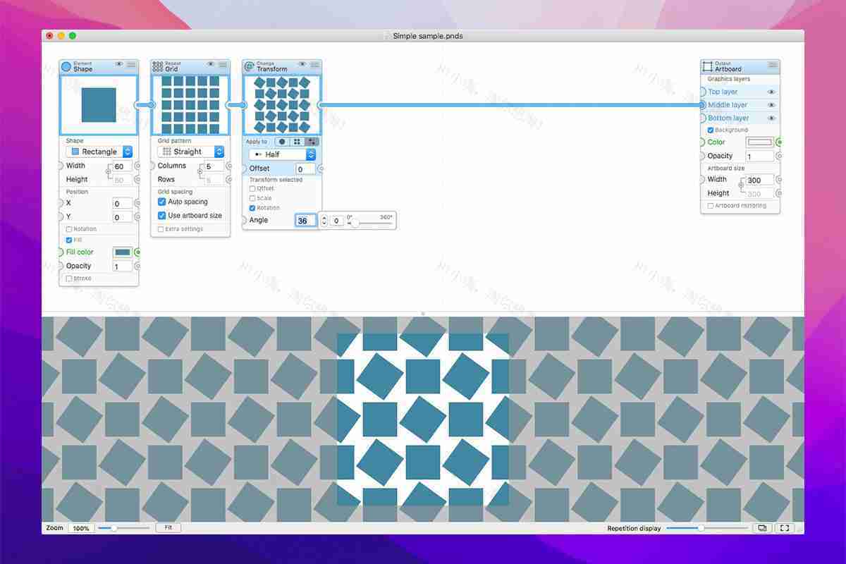 PatterNodes For Mac v3.3.3创建重复图形矢量插图工具