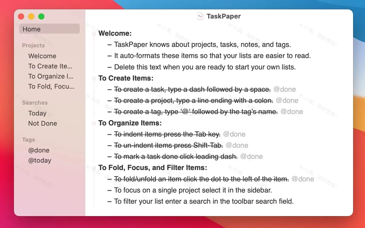 TaskPaper For Mac v3.9.3 待办事项列表工具