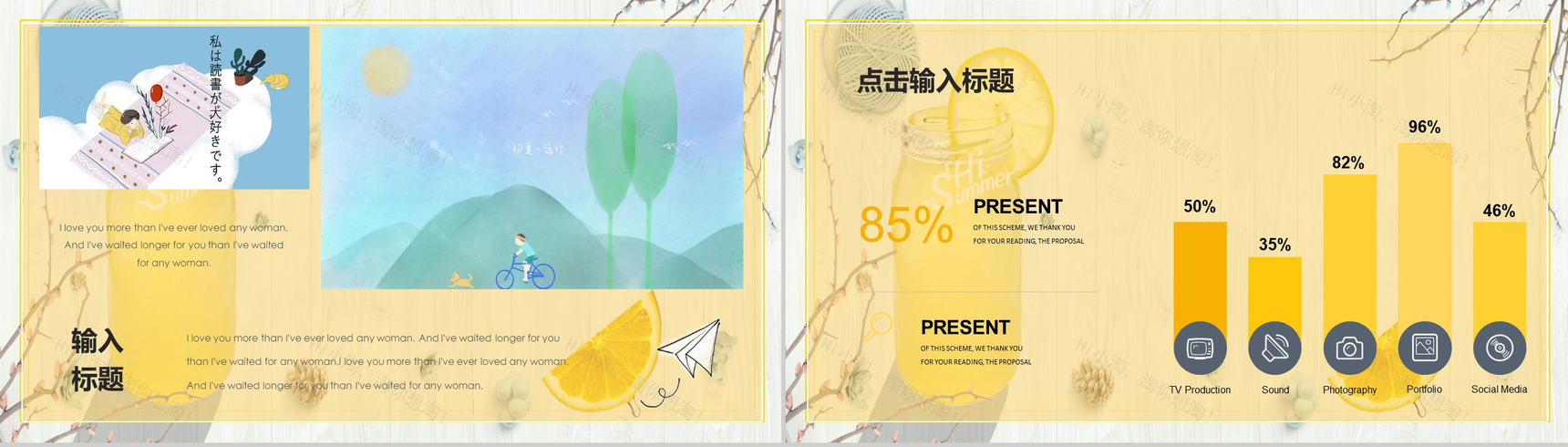 黄色小清新相册个人述职报告PPT模板-4