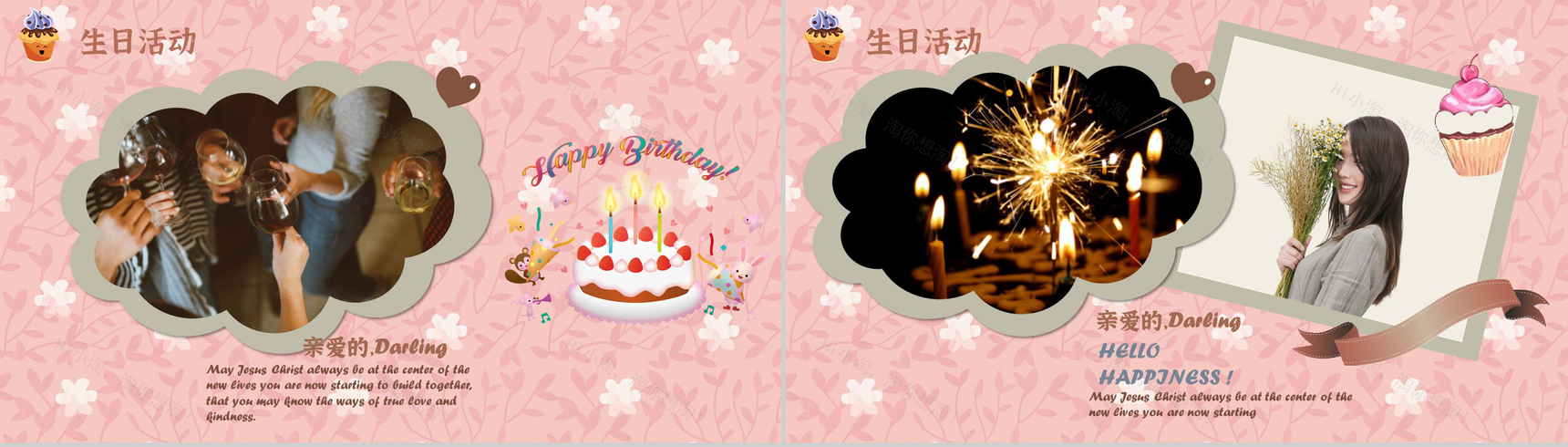 卡通生日快乐公司员工庆生员工生日会成长相册记录PPT模板-5