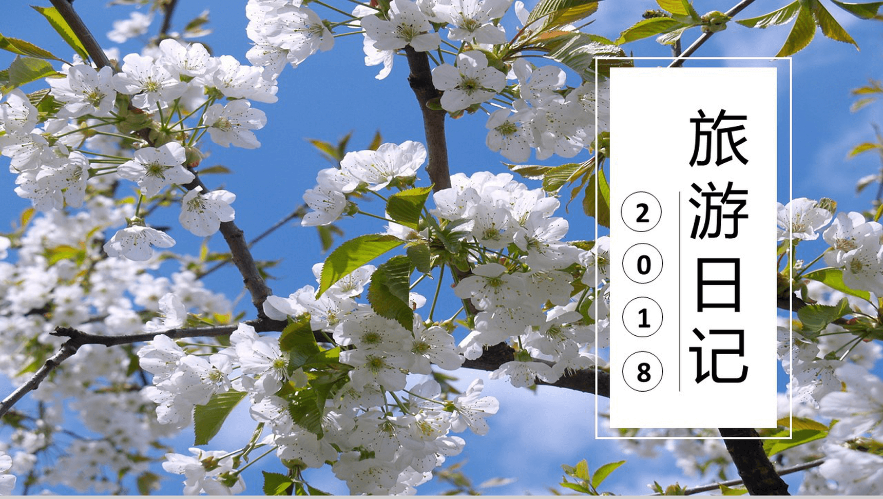 蓝色小清新乡村旅游相册PPT模板