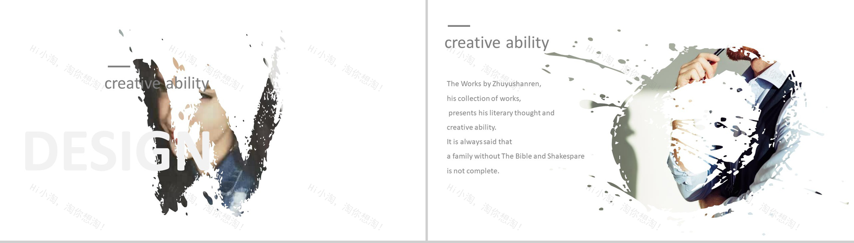 简约小清新风格作品集英文展示PPT模板-5