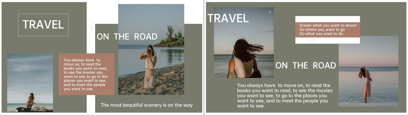 墨绿色小清新毕业旅行纪念相册旅行日记PPT模板-7