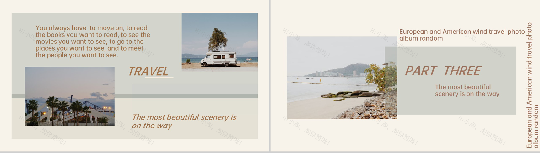 棕色欧美风旅行纪念相册旅行随记PPT模板-5