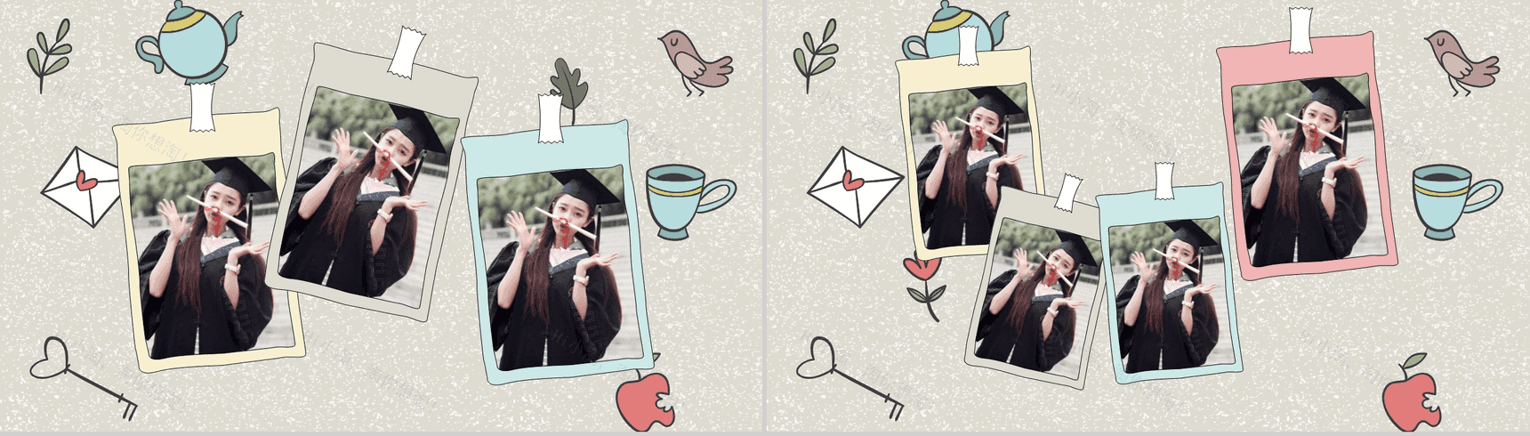 卡通唯美手绘毕业纪念册毕业答辩PPT模板-4