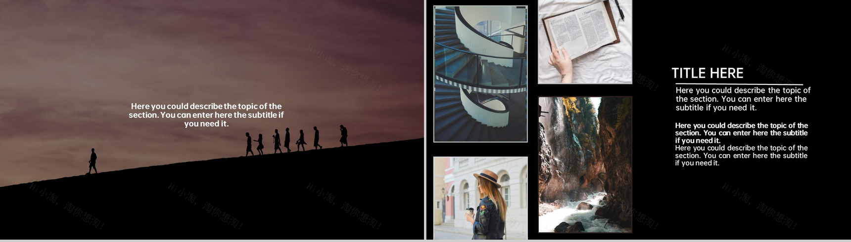 黑色简约欧美风一个人旅行的美好时光旅行纪念相册PPT模板-2