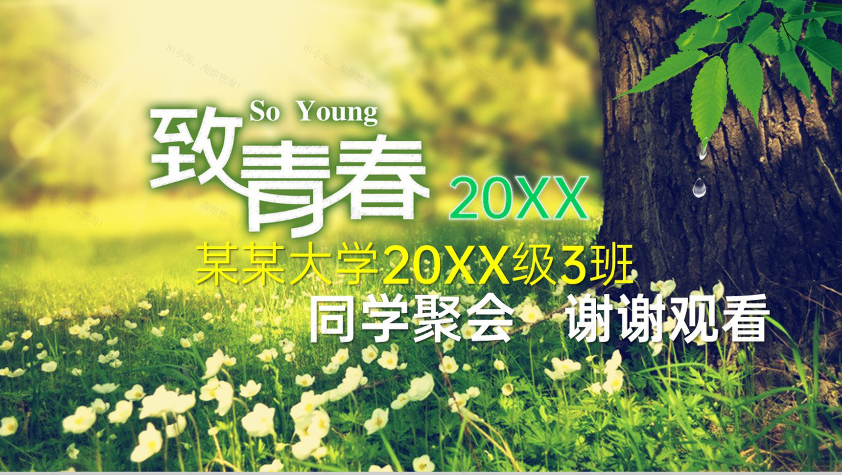 绿色精致风同学聚会校园回忆电子纪念相册PPT模板-10