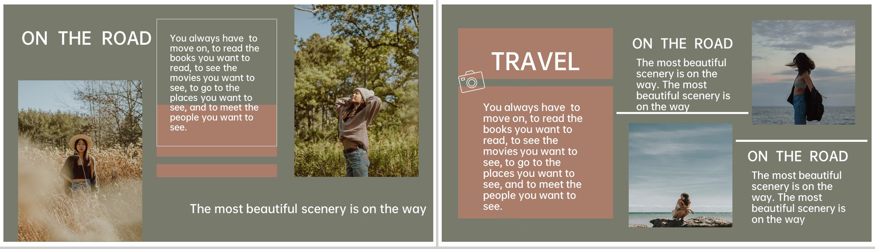 墨绿色小清新毕业旅行纪念相册旅行日记PPT模板-4