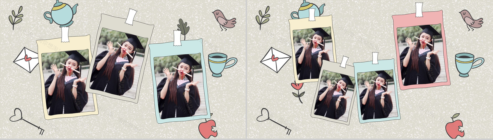 棕色卡通风XX届XX班毕业纪念册同学合影PPT模板-4