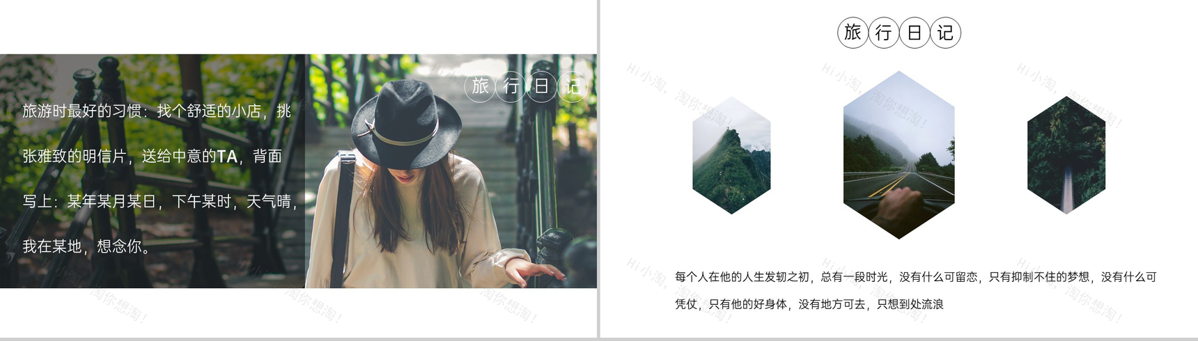 夏季海报风一个人的旅行纪念日记PPT模板-5