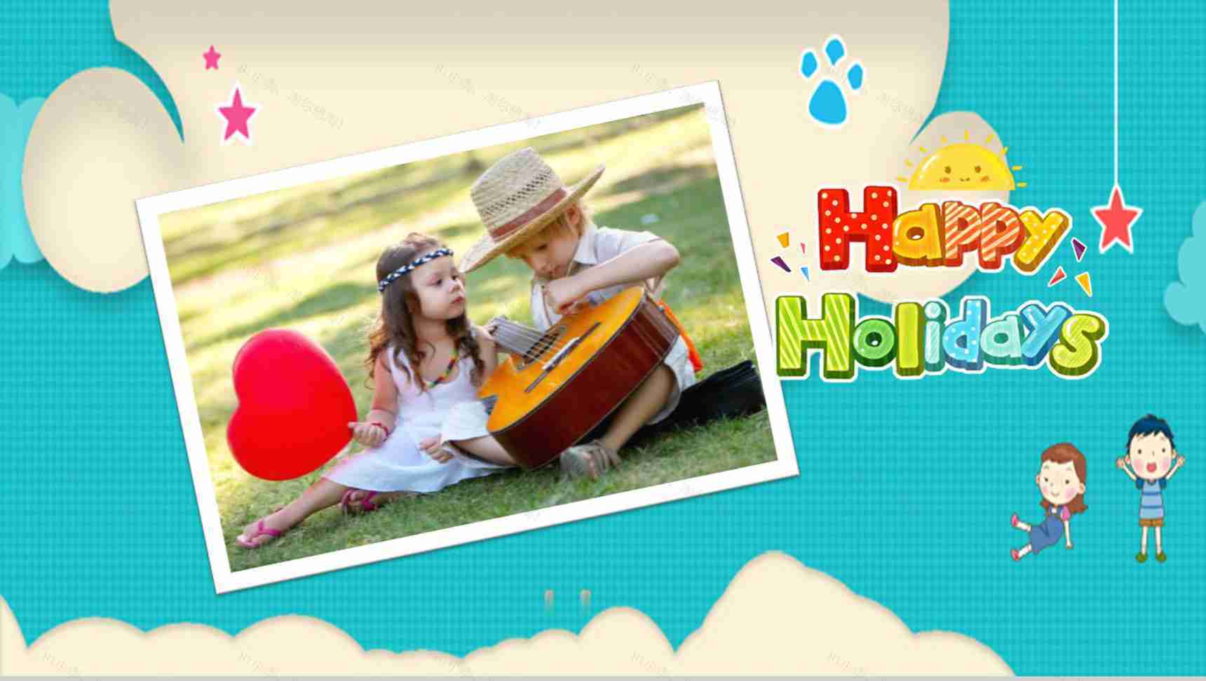 玩转暑假主题相册PPT模板-10