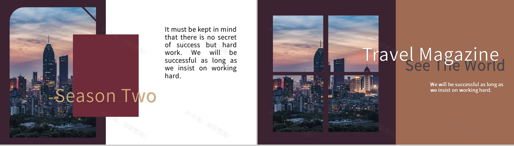 红棕杂志欧美风美国纽约旅行纪念相册PPT模板-5