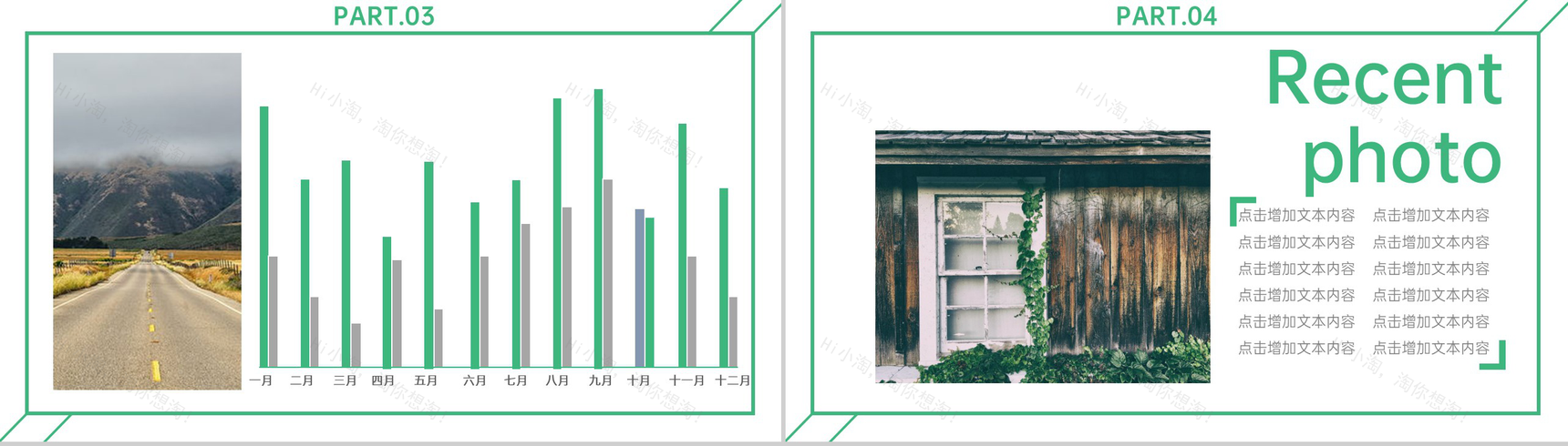 绿色小清新简约风旅行电子纪念相册PPT模板-9