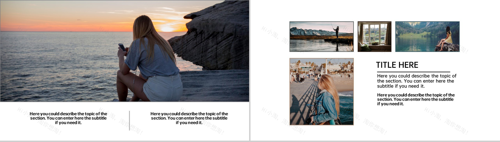 黑色简约欧美风一个人旅行的美好时光旅行纪念相册PPT模板-6