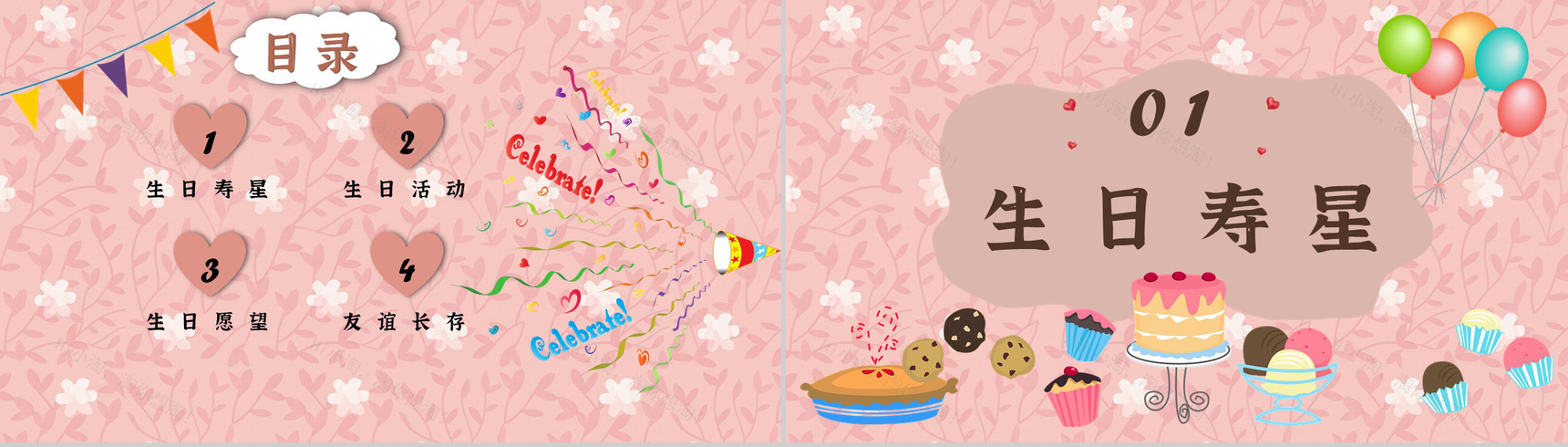 卡通生日快乐公司员工庆生员工生日会成长相册记录PPT模板-2