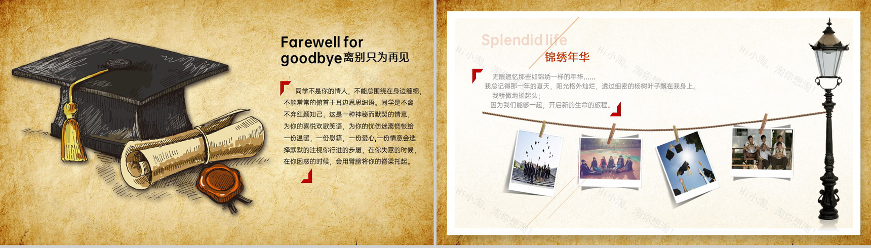 黄色复古风致青春大学毕业纪念册PPT模板-3