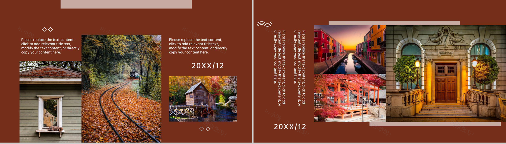 棕红简约清新风毕业旅行纪念册旅游日记PPT模板-6