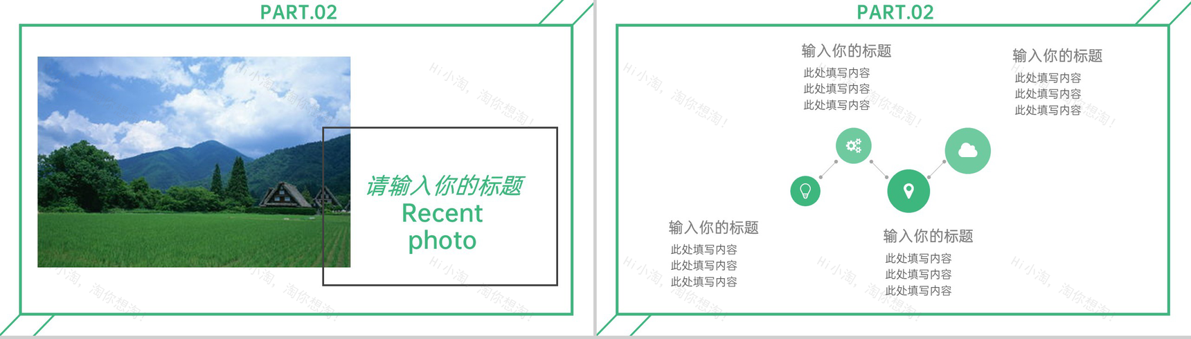 绿色小清新简约风旅行电子纪念相册PPT模板-5