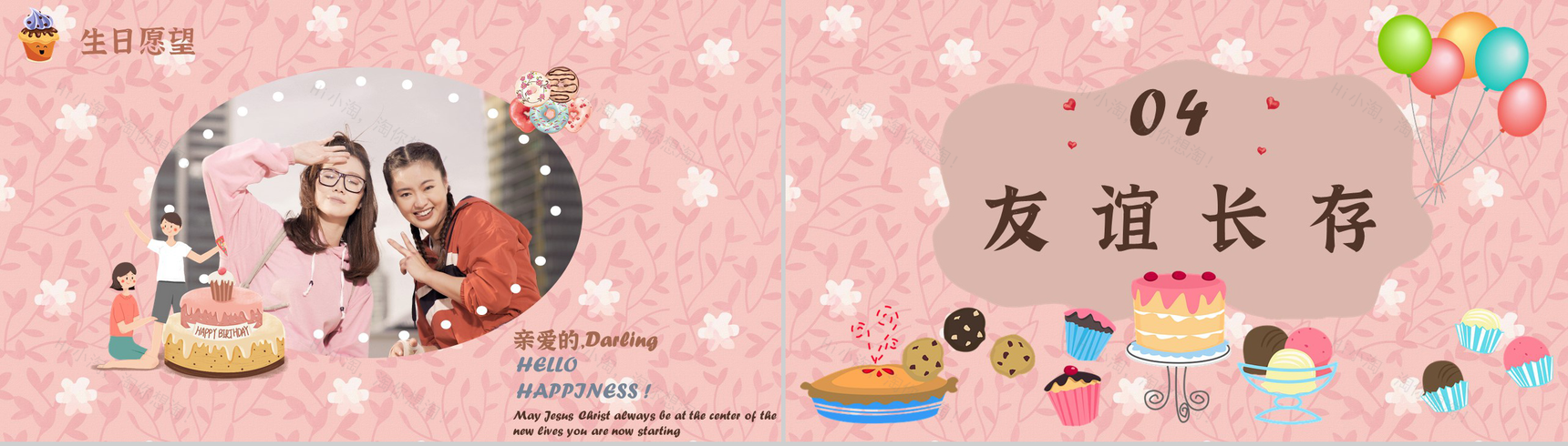 卡通生日快乐公司员工庆生员工生日会成长相册记录PPT模板-8