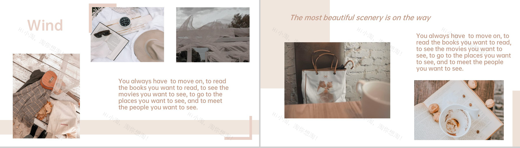 褐色欧美杂志风温柔随记相册旅行纪念册PPT模板-3