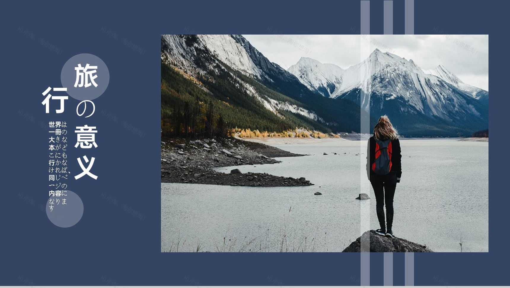 蓝色复古风旅行的意义旅行纪念册PPT模板-1