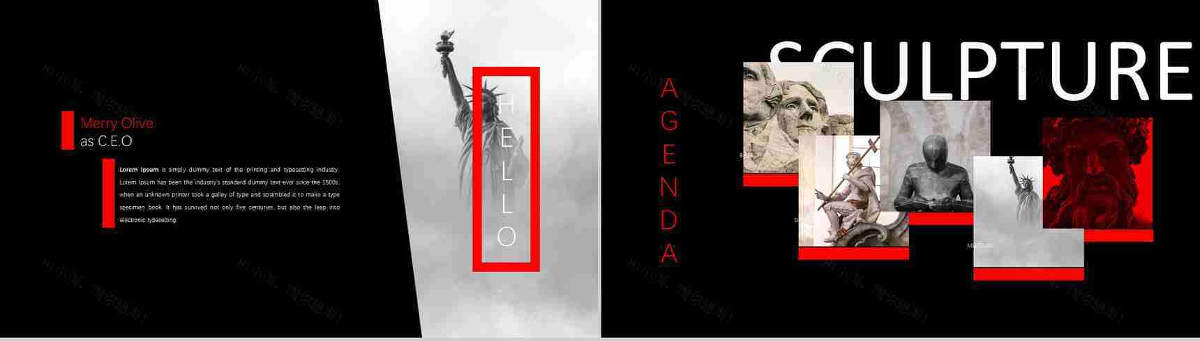 装逼专用简历画册美术PPT模板-8