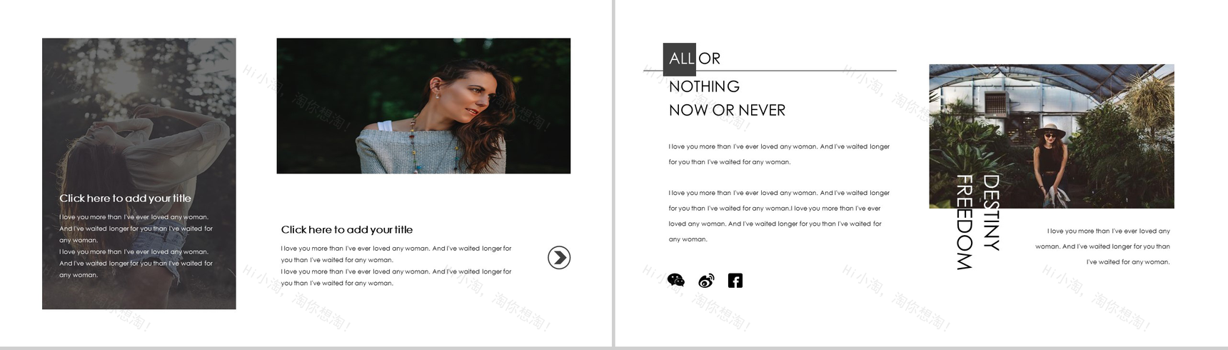 欧美杂志风时尚摄影素材相册作品集PPT模板-7