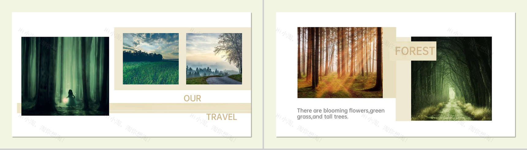 绿色小清新简约风氧气森林之旅旅行纪念册PPT模板-5
