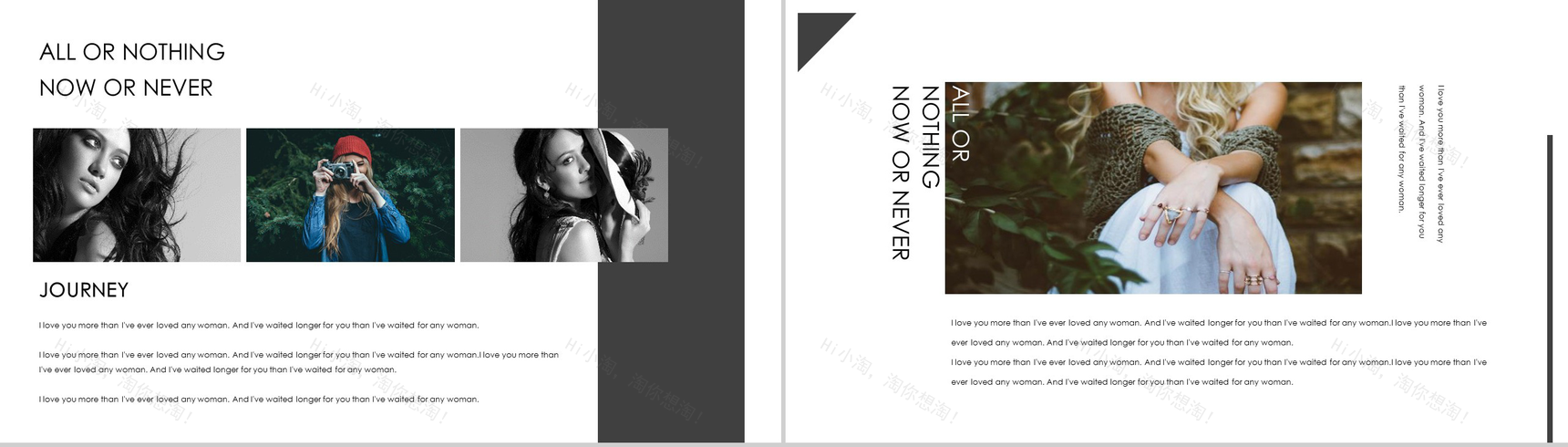 欧美杂志风时尚摄影素材相册作品集PPT模板-4