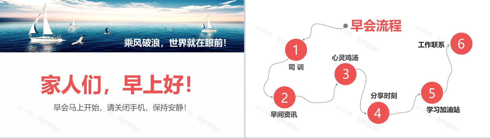 蓝色简约保险公司早会工作汇报PPT模板-2
