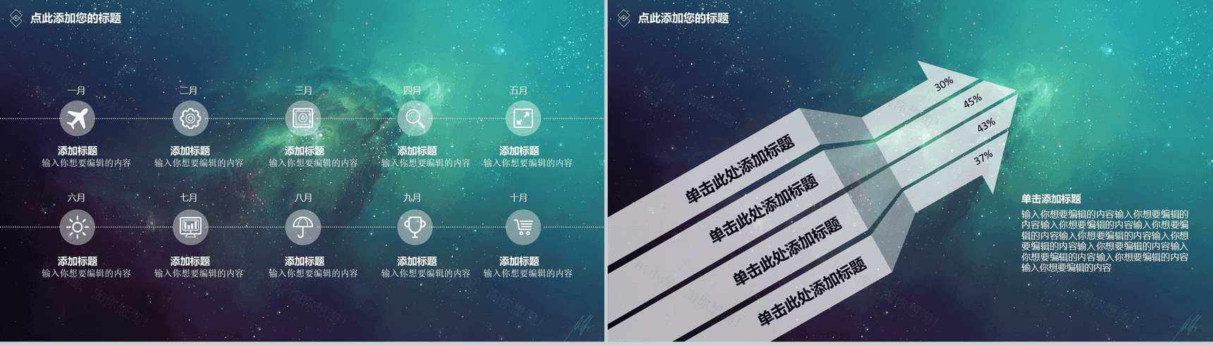 绿色大气星空科技工作总结工作报告PPT模板-3