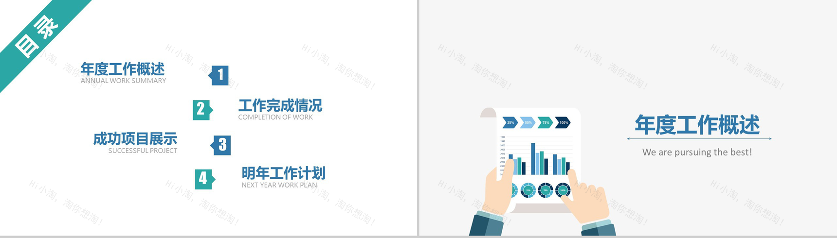 简约清新商务市场分析工作汇报PPT模板-2