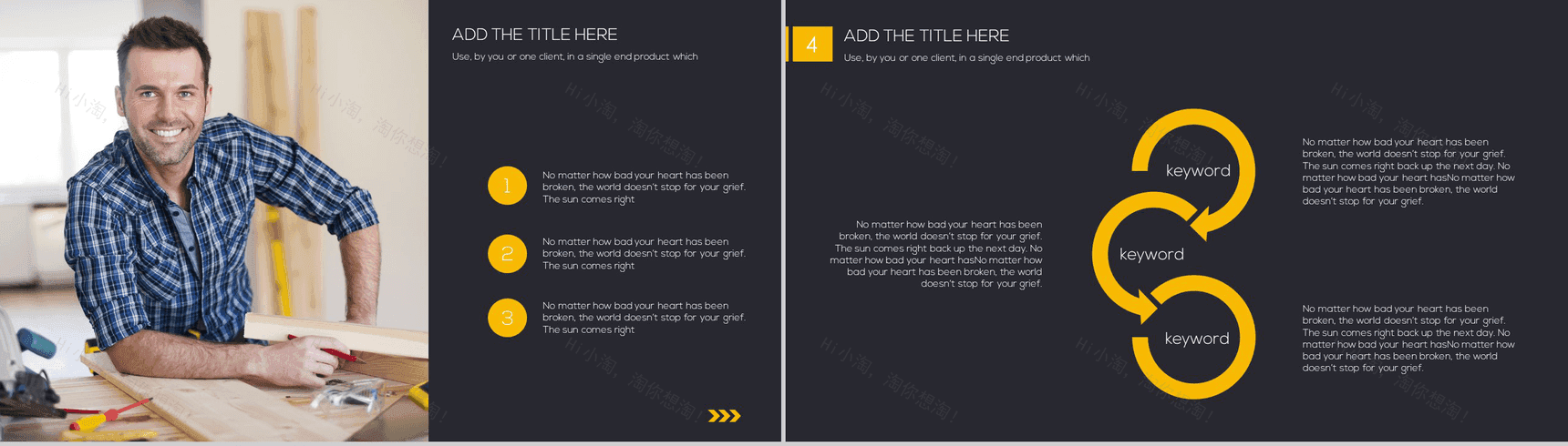 精品黑黄配色商务动态企业汇报PPT模板-9