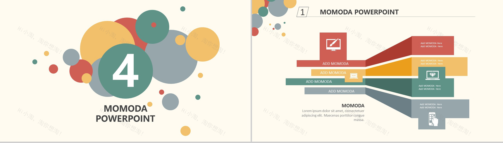 扁平化卡通风极简创意PPT模板-10