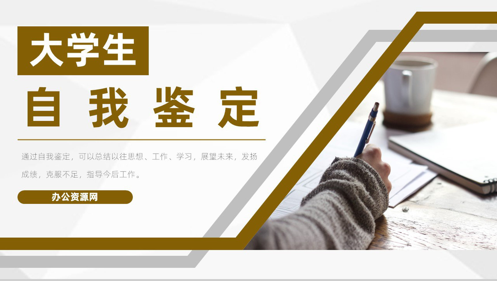 个人情况总结大学生自我鉴定审视自我专用PPT模板