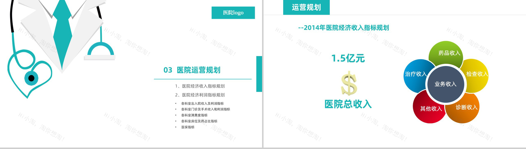蓝白简约XX医院年度工作计划PPT模板-8