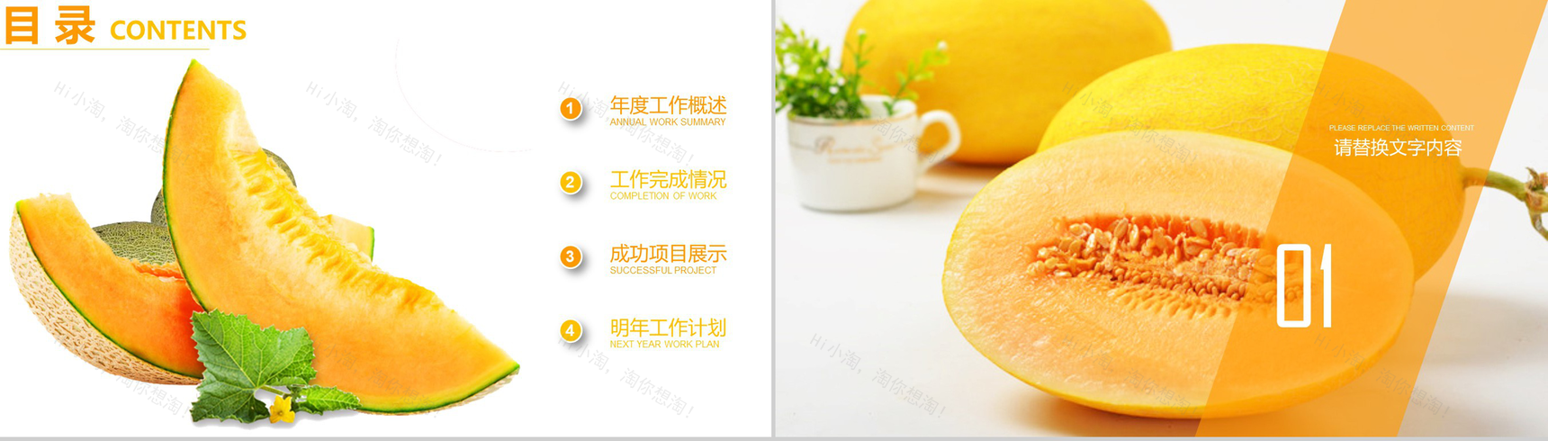 哈密瓜水果介绍工作汇报PPT模板-2