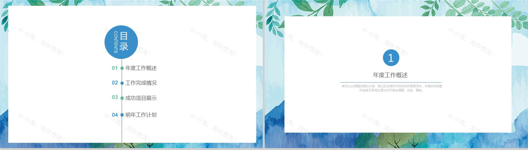 小清新水墨商务转正述职工作总结汇报PPT模板-2