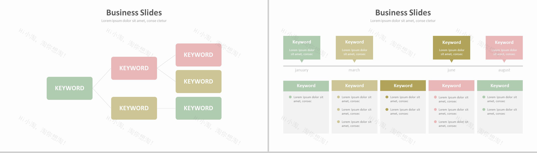 40页小清新组织结构时间线图表-4